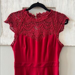 NWOT Red Crochet Detail Jumpsuit